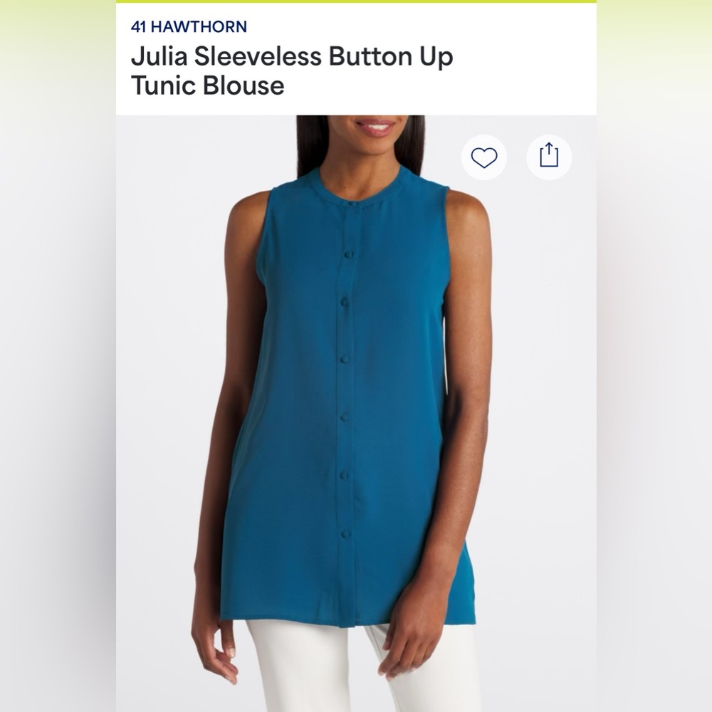 41 Hawthorn Blue Sleeveless Buttoned Blouse